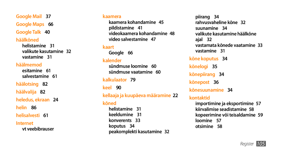 Samsung GT-I5800CWASEB, GT-I5800DKASEB manual Häälkõned, Rahvusvaheline kõne  